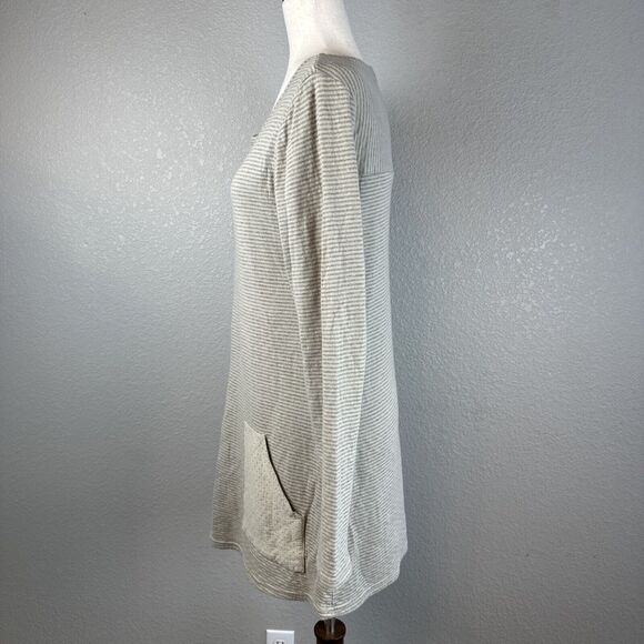 Cut Loose Womens Tunic Top Dress Size S Gray Cotton Knit Dot Stripe Pockets - Picture 4 of 7